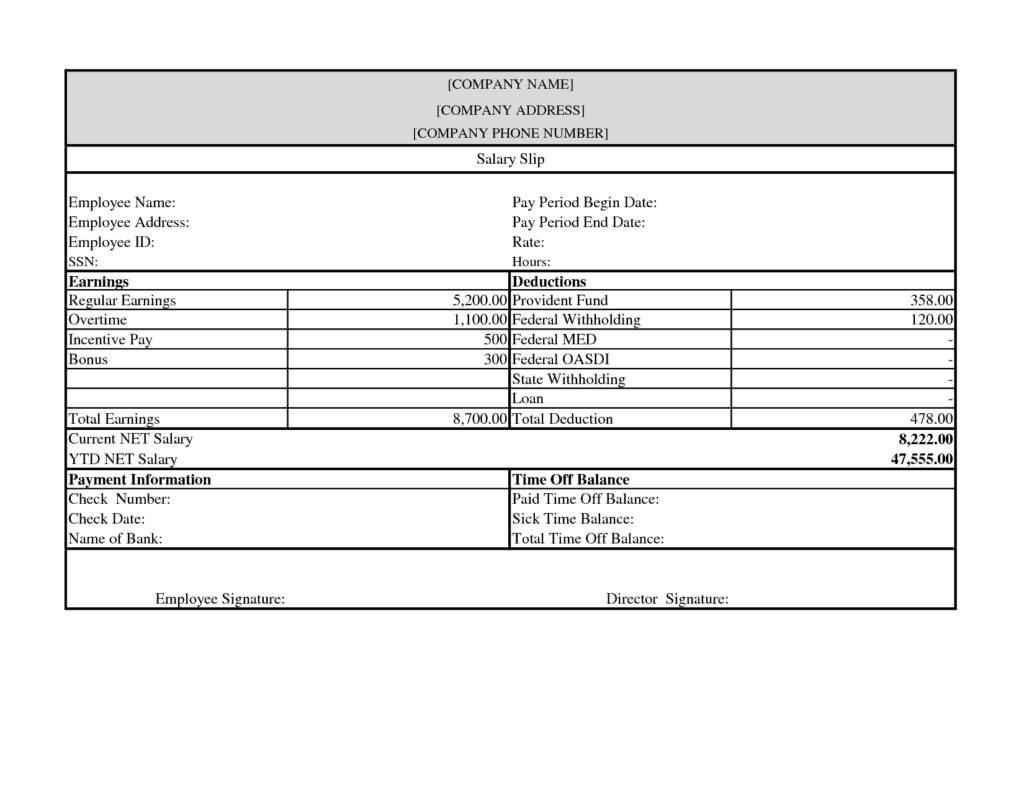 10+ Pay Stub Templates – Word Excel Pdf Formats For Blank Pay Stub Template Word