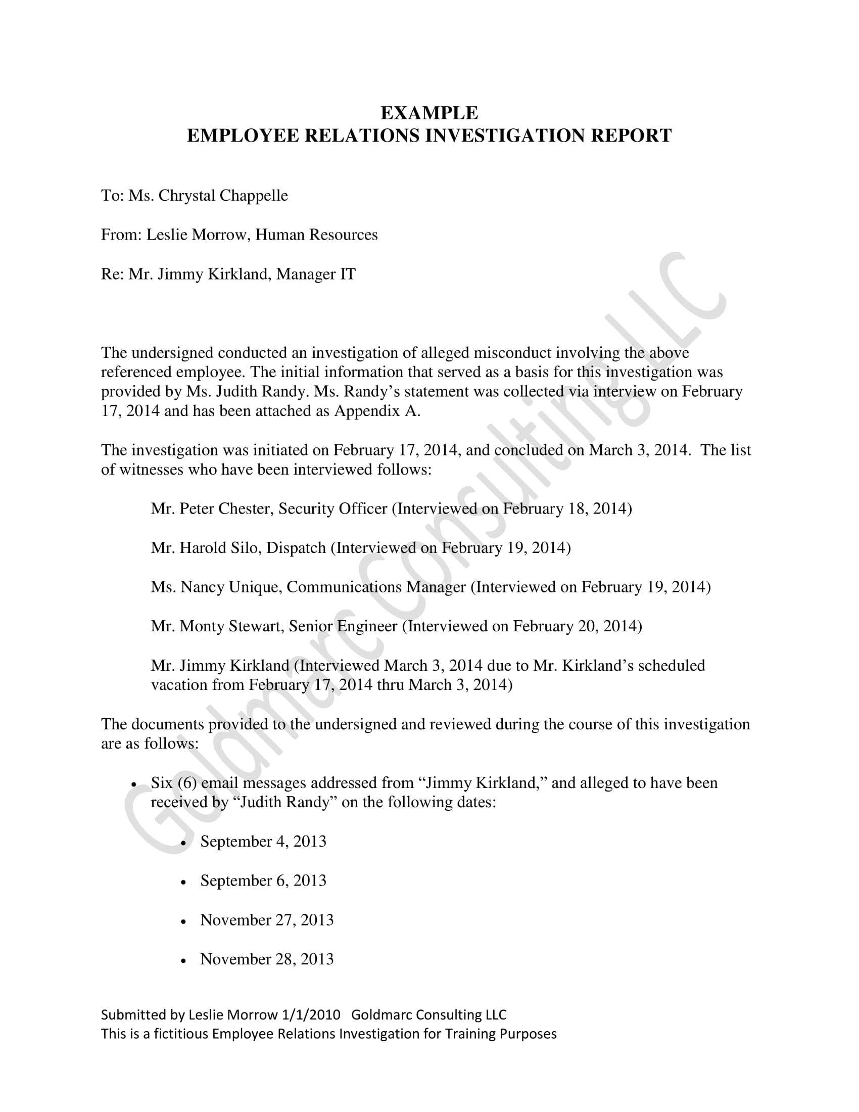 10+ Workplace Investigation Report Examples – Pdf | Examples Throughout Hr Investigation Report Template