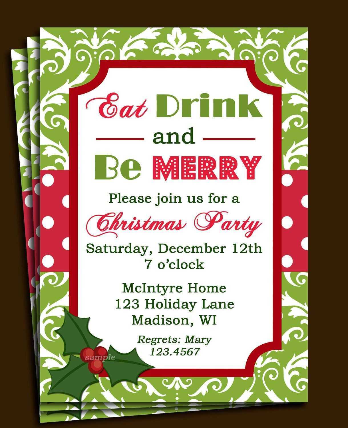 12 Printable Office Christmas Party Invitation Template Free Within Free Christmas Invitation Templates For Word