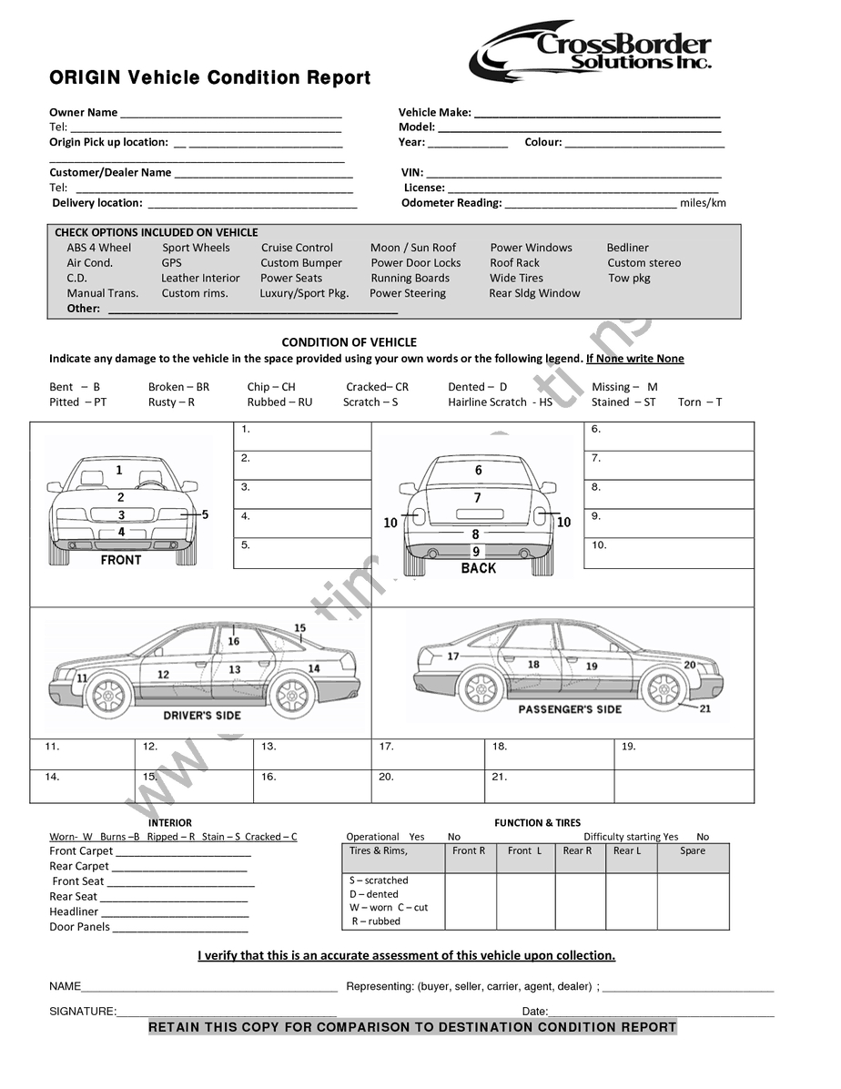 12+ Vehicle Condition Report Templates – Word Excel Samples Pertaining To Truck Condition Report Template