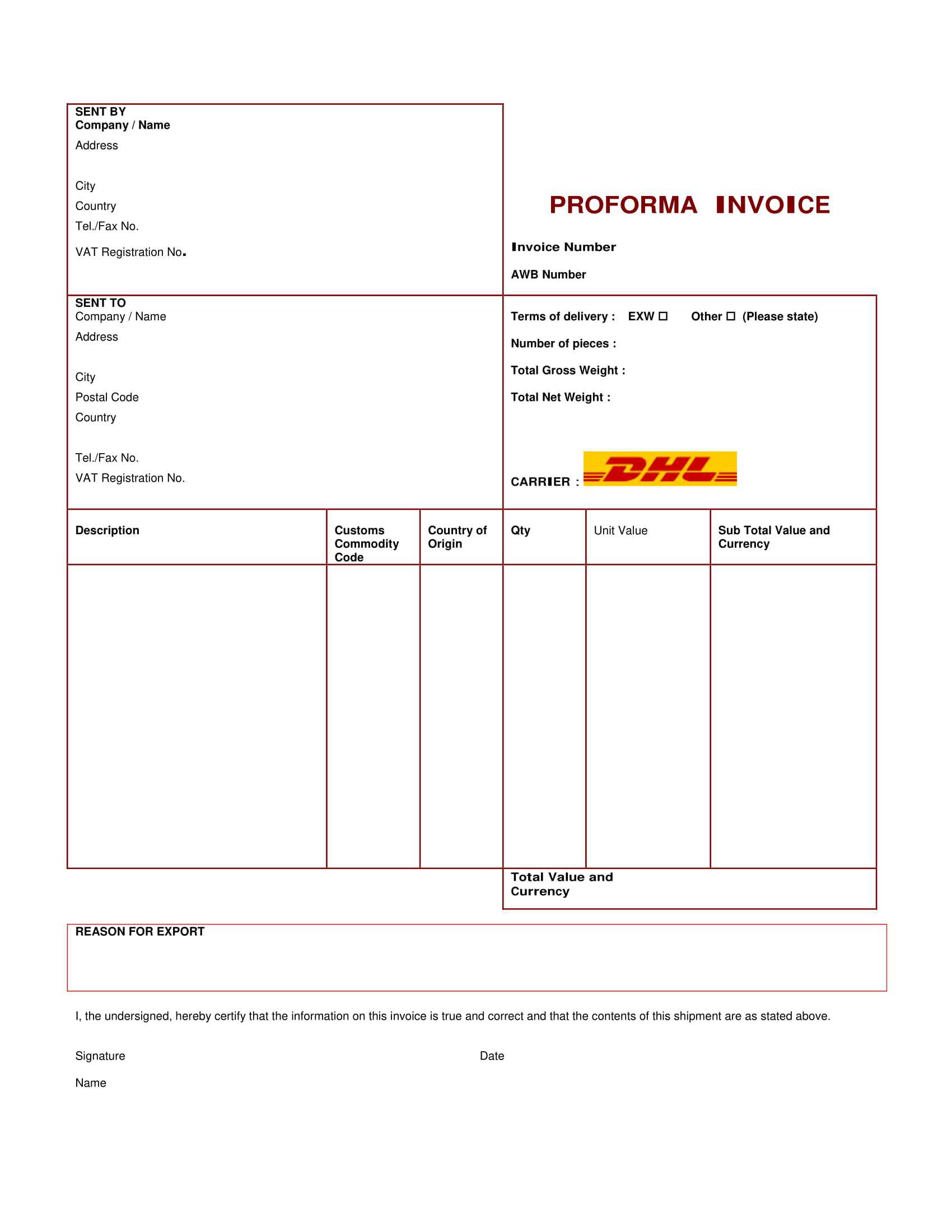 13+ Pro Forma Invoice Examples – Pdf, Word | Examples With Free Proforma Invoice Template Word