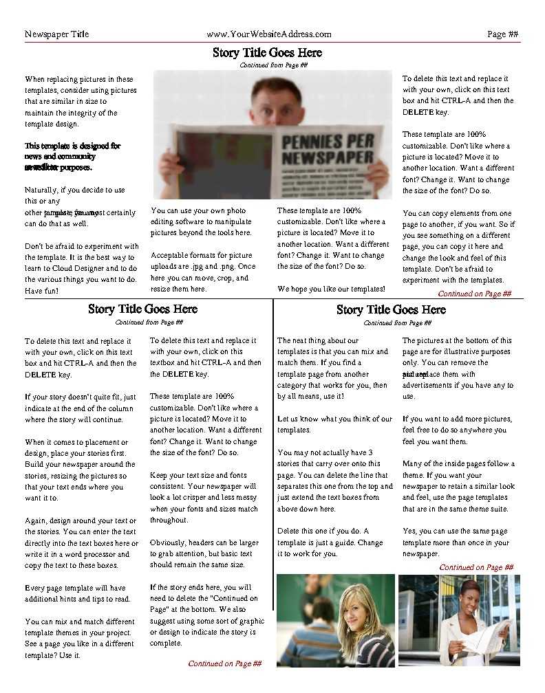 2 Page Newspaper Template – Calep.midnightpig.co Regarding Blank Newspaper Template For Word