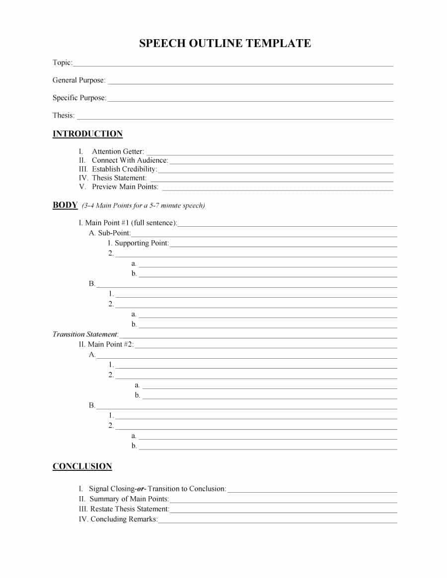 3 Minute Speech Outline – Dalep.midnightpig.co With Speech Outline Template Word