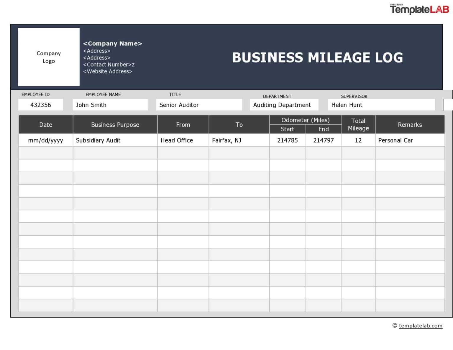 mileage-report-template