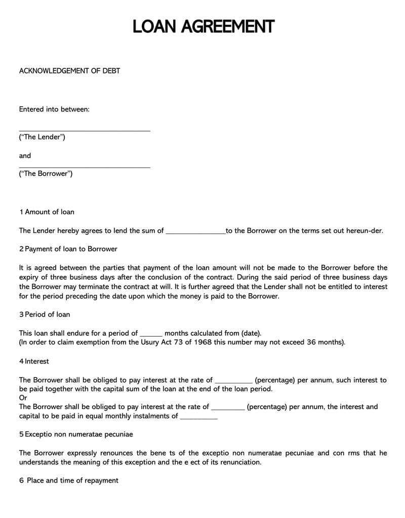 38 Free Loan Agreement Templates & Forms (Word | Pdf) Within Blank Loan Agreement Template