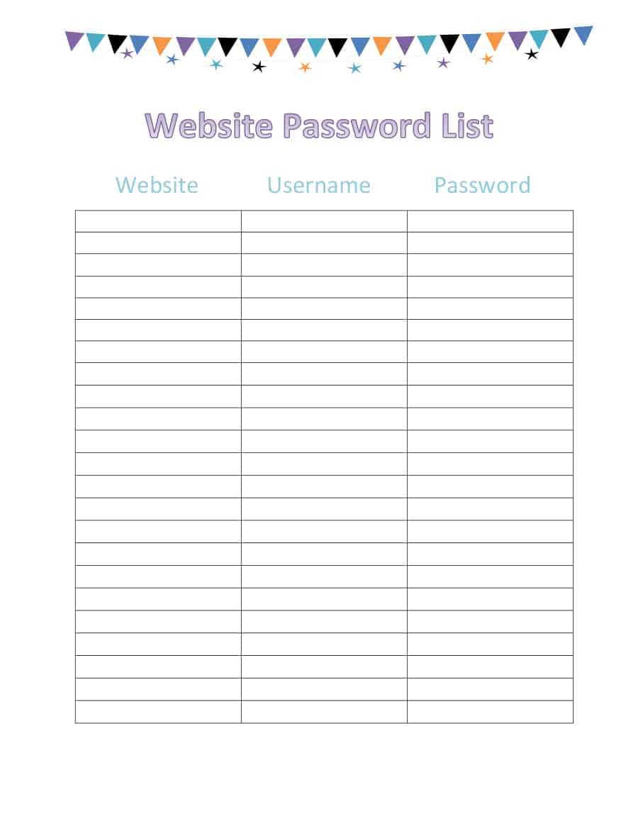 39 Best Password List Templates (Word, Excel & Pdf) ᐅ For Blank Table Of Contents Template Pdf