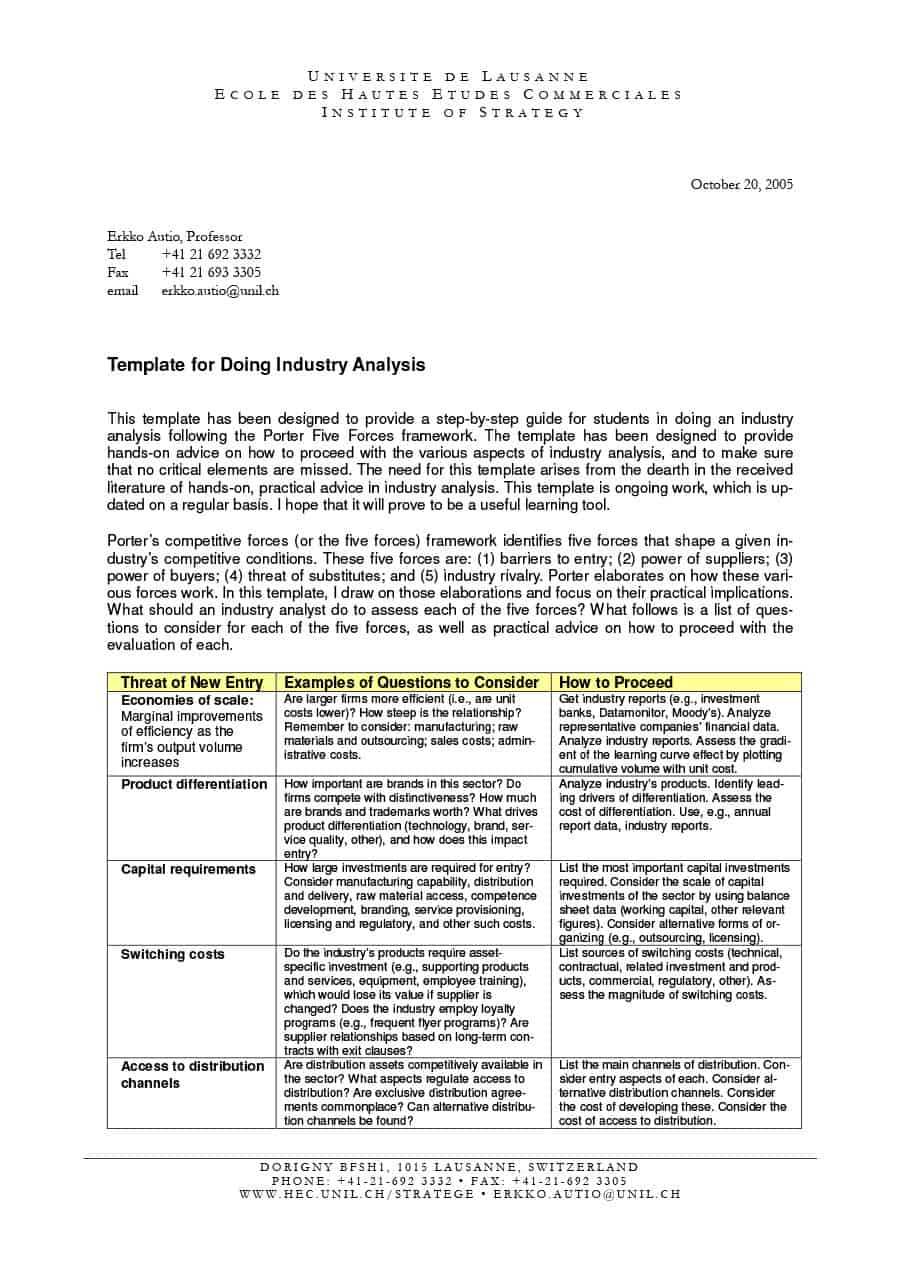 39 Free Industry Analysis Examples & Templates ᐅ Templatelab Regarding Industry Analysis Report Template