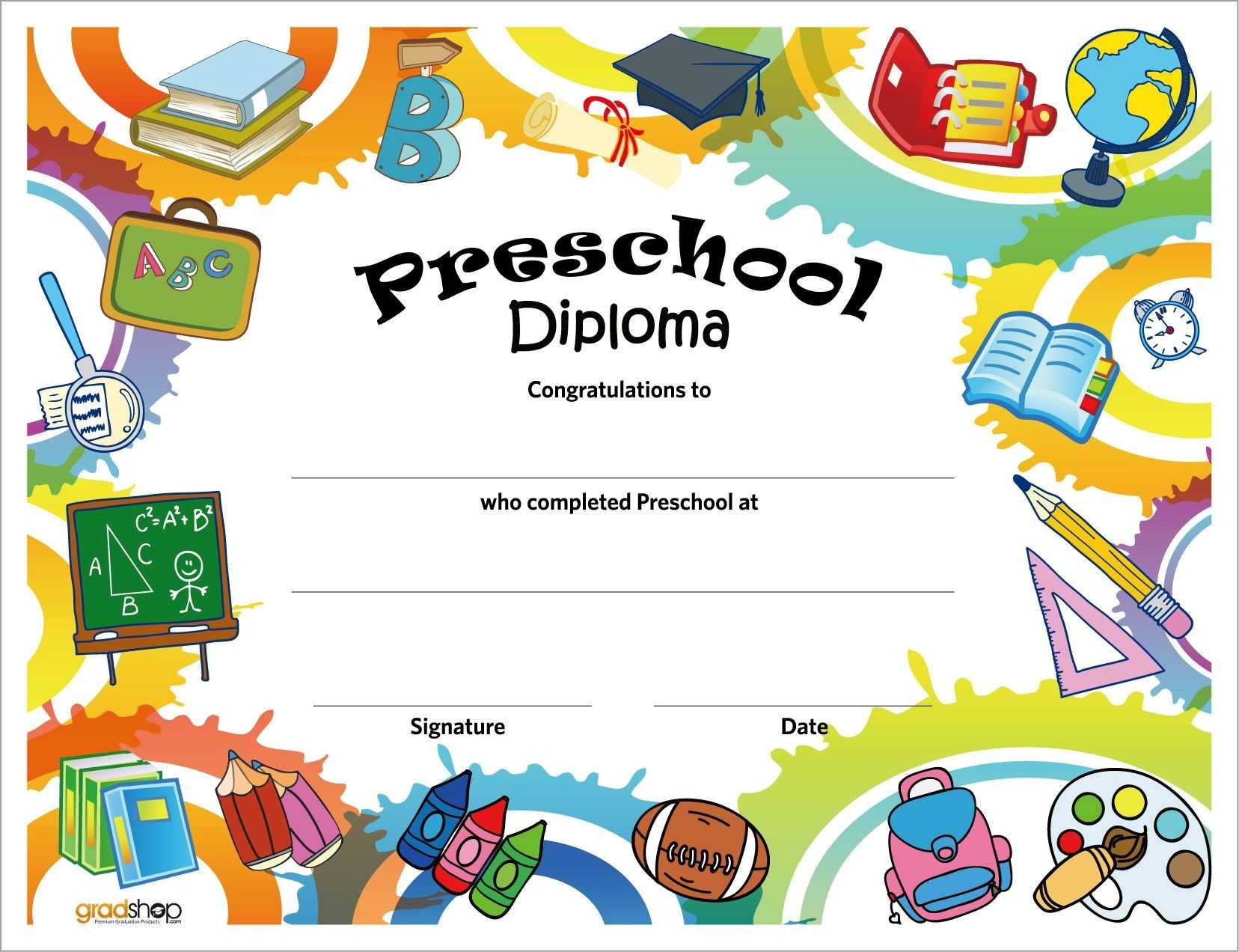 3Dd Preschool Diploma Certificate Design Template In Psd C With Regard To Graduation Certificate Template Word