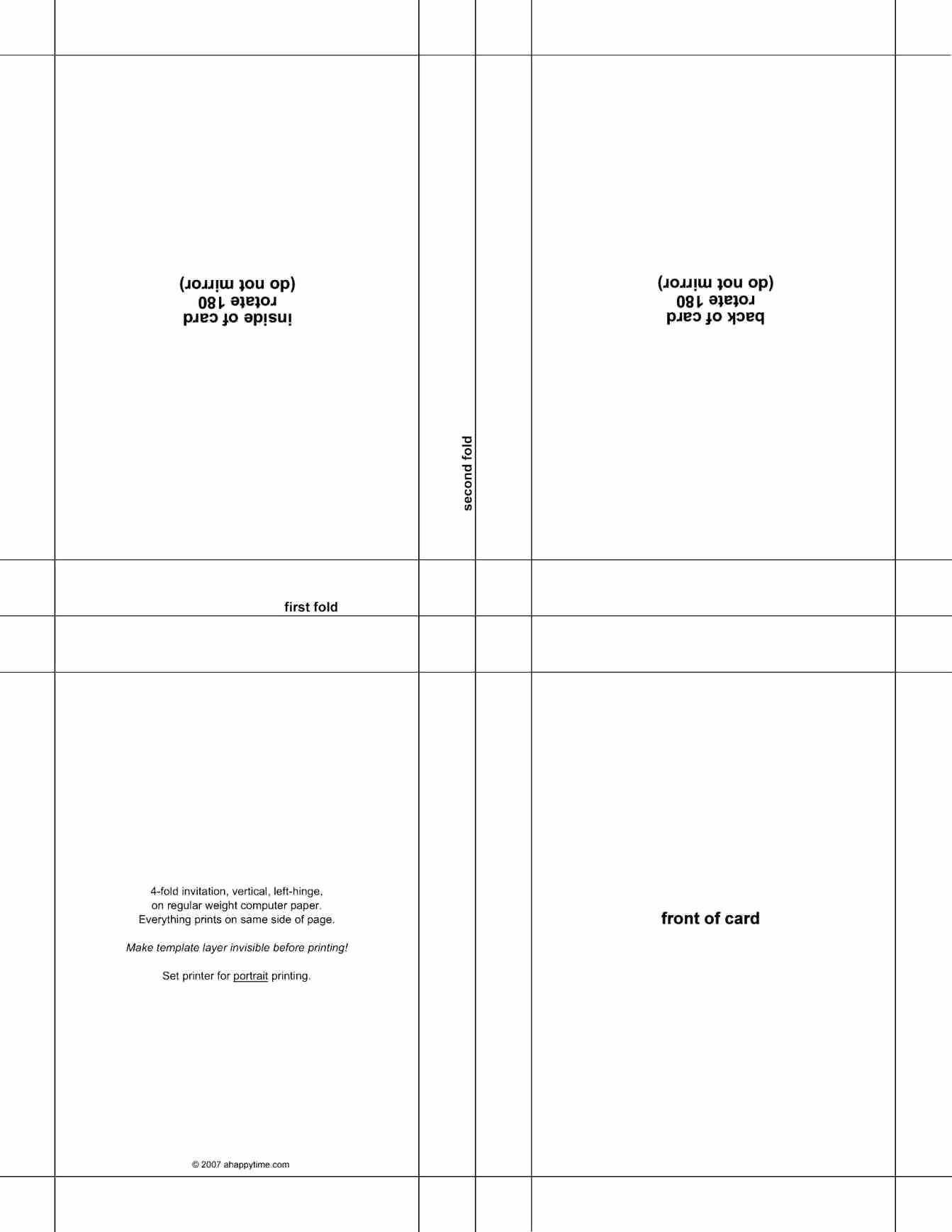 4 Fold Card Template Word – Calep.midnightpig.co Regarding Blank Quarter Fold Card Template