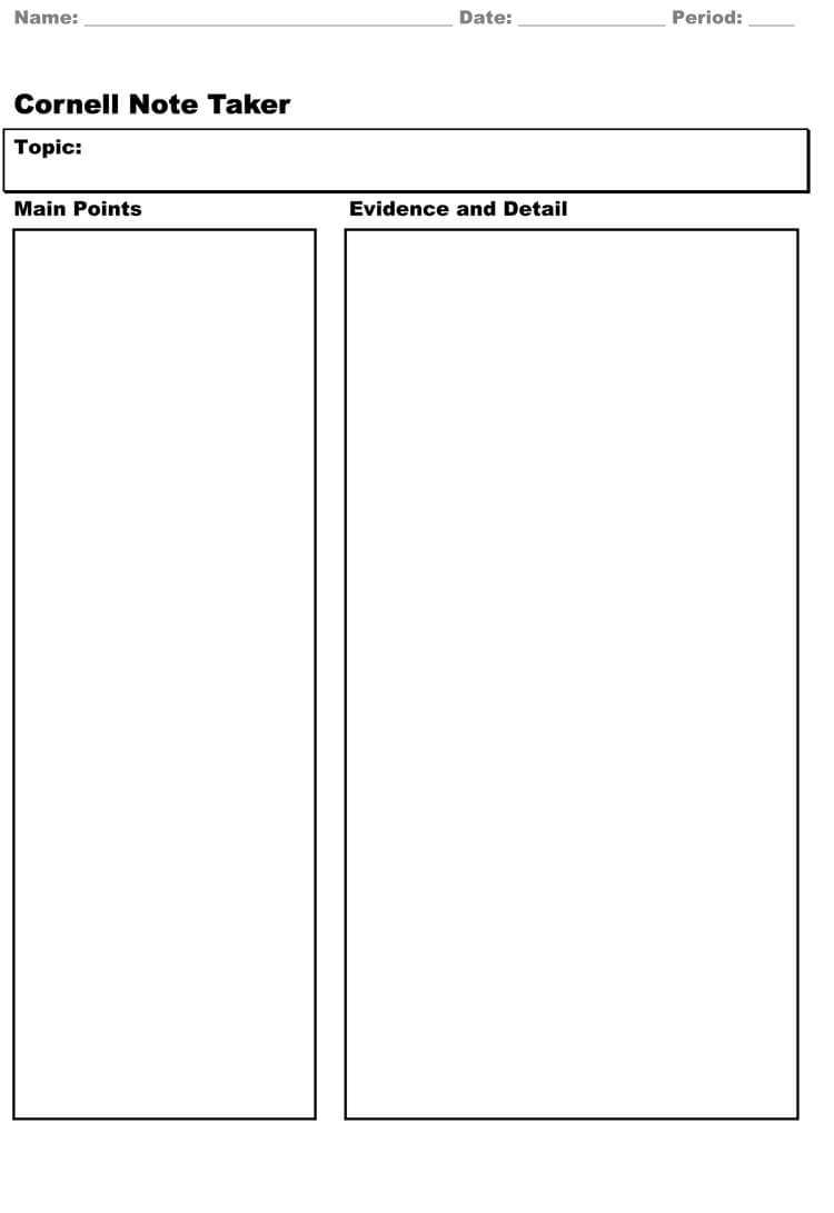 40 Free Cornell Note Templates (With Cornell Note Taking Intended For Note Taking Template Word