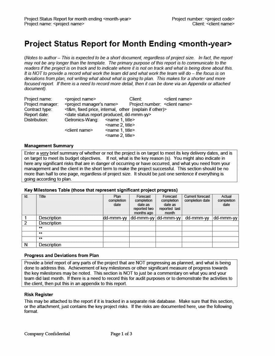 40+ Project Status Report Templates [Word, Excel, Ppt] ᐅ Within Project Management Status Report Template