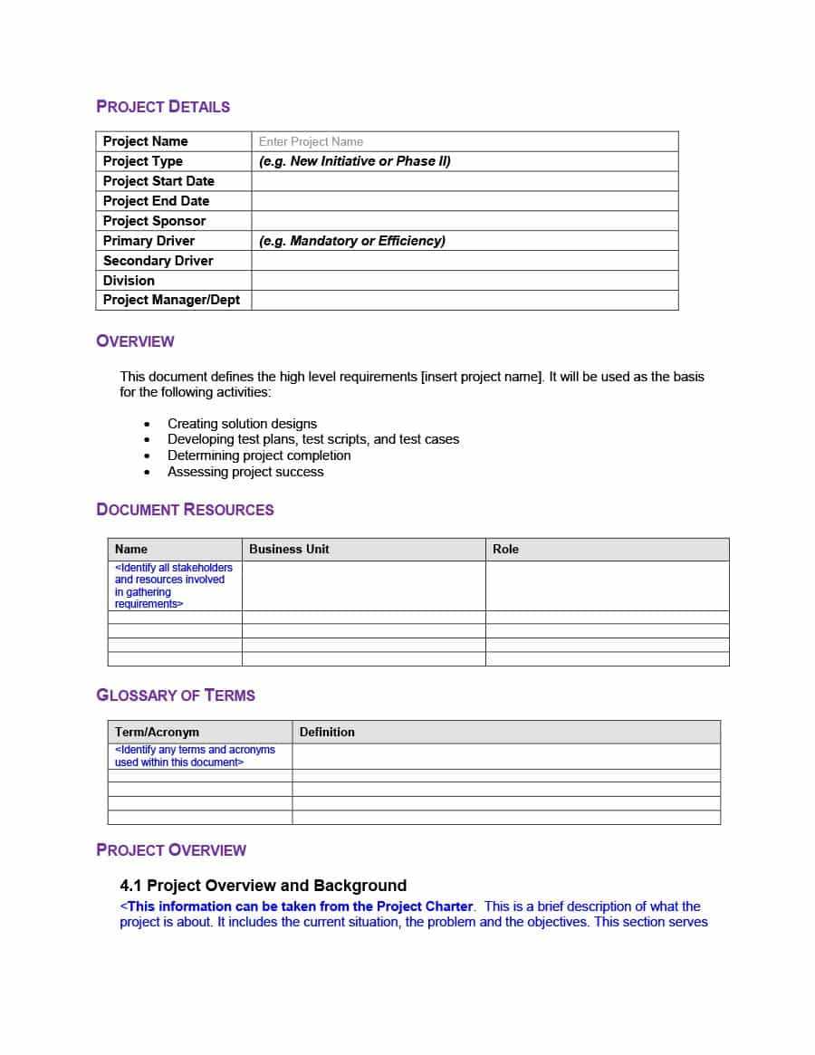 40+ Simple Business Requirements Document Templates ᐅ Regarding Report Requirements Document Template