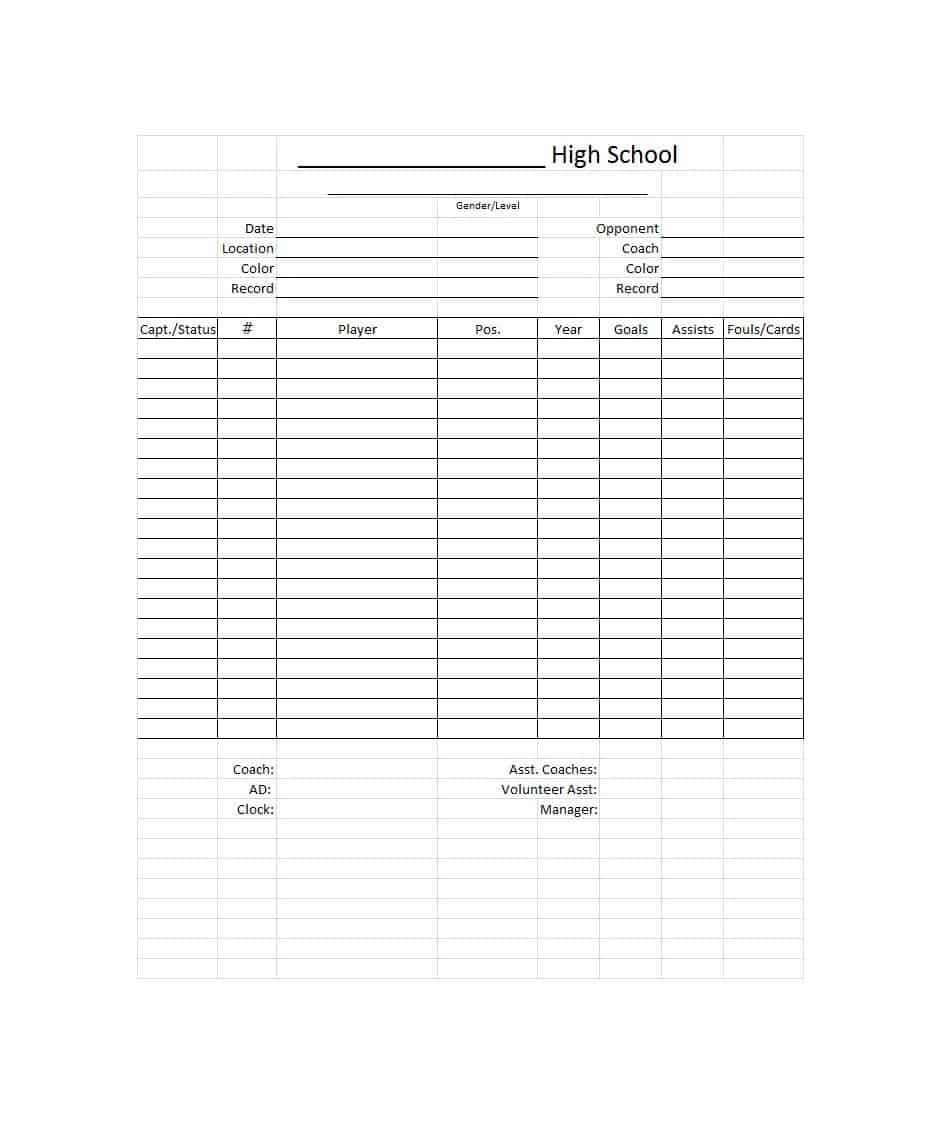 49 Printable Soccer Roster Templates (Soccer Lineup Sheets) ᐅ In Soccer Report Card Template