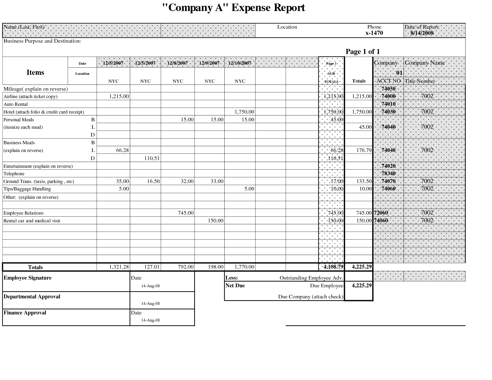 5 New Excel Report Templates | Excel Templates In Company Expense Report Template
