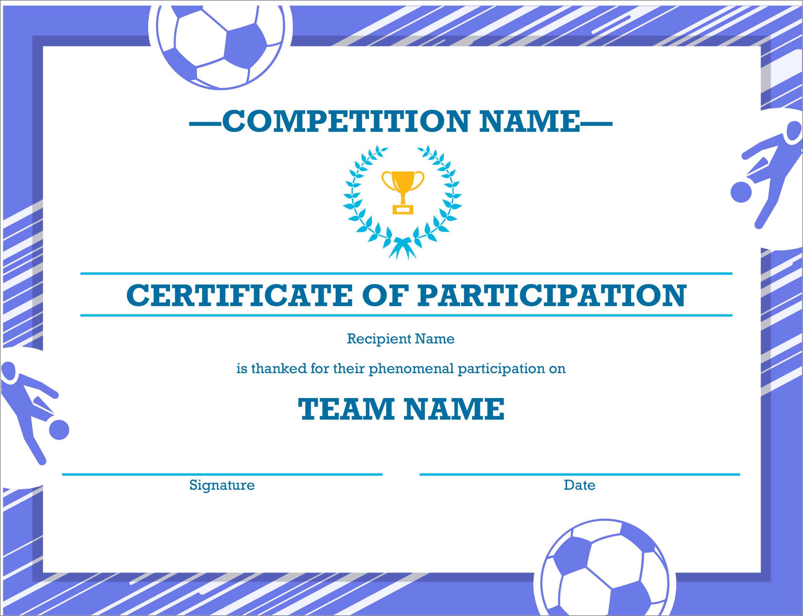 50 Free Creative Blank Certificate Templates In Psd With Soccer Certificate Templates For Word