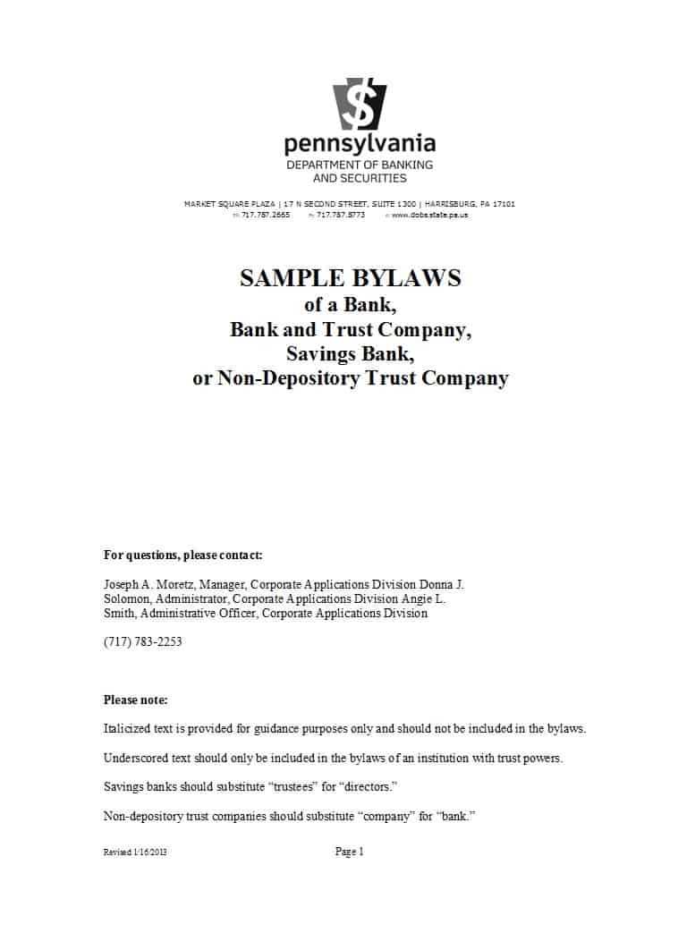50 Simple Corporate Bylaws Templates & Samples ᐅ Templatelab Inside Corporate Bylaws Template Word