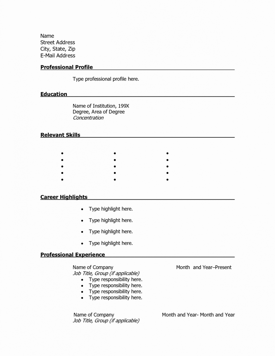 8 Blank Resume Templates For Microsoft Word Then Free With Regard To Free Printable Resume Templates Microsoft Word