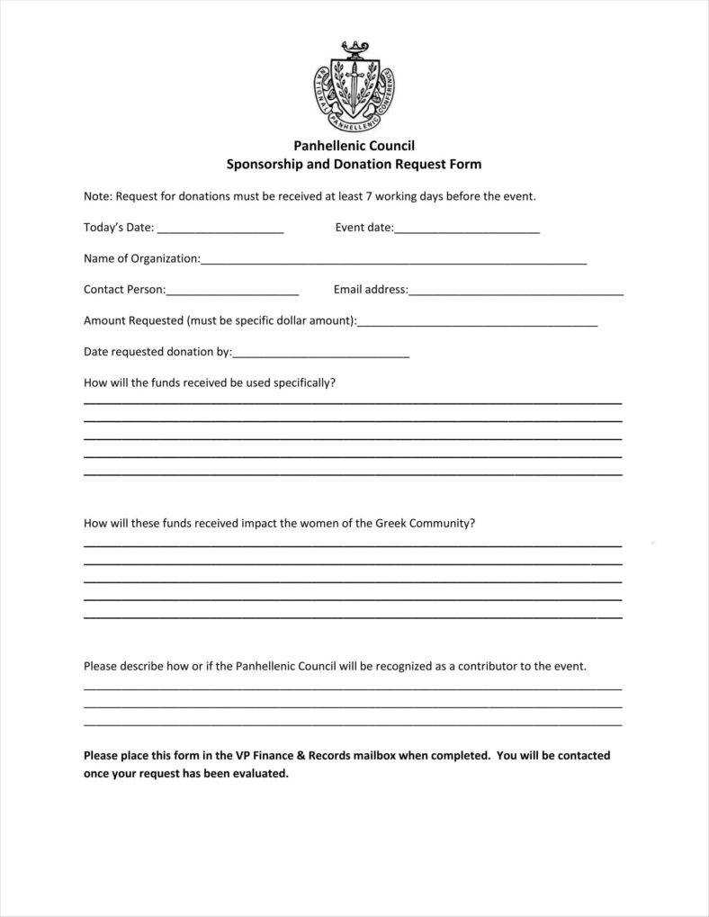 9+ Donation Application Form Templates Free Pdf Format For Blank Sponsor Form Template Free