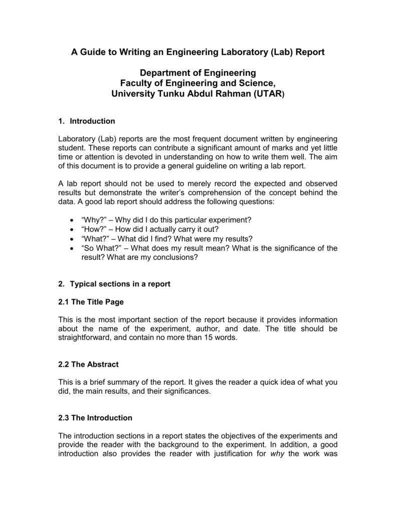 A Guide To Writing An Engineering Laboratory (Lab) Report Regarding Engineering Lab Report Template