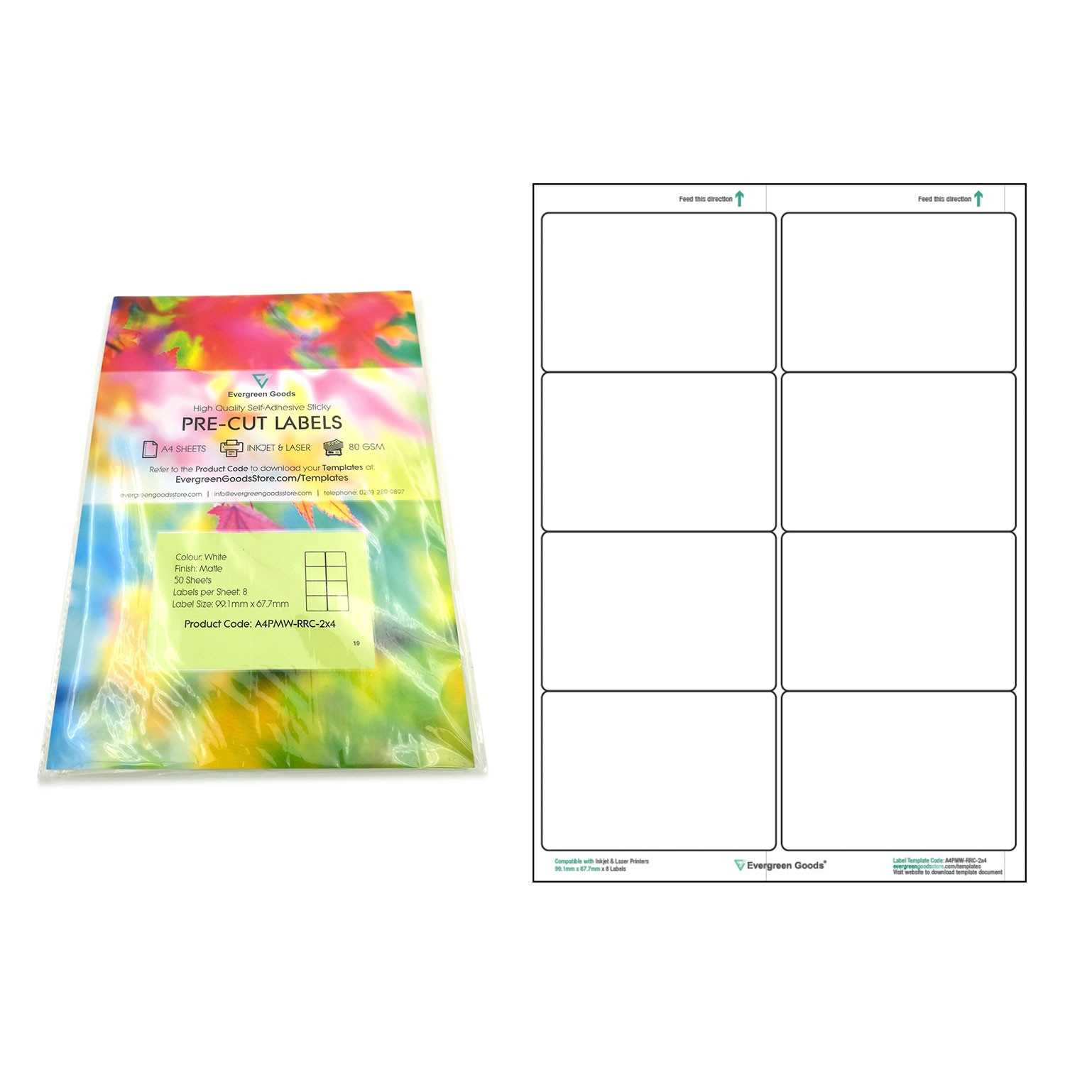 A4 Pre Cut Multi Matte White Paper Labels (2X4, 8 Labels Per Within Labels 8 Per Sheet Template Word