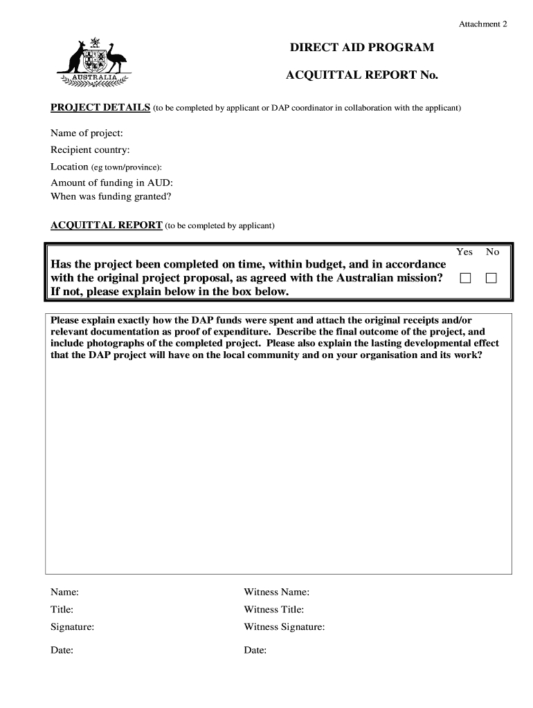 Acquittal Form - Fill Online, Printable, Fillable, Blank With Acquittal Report Template