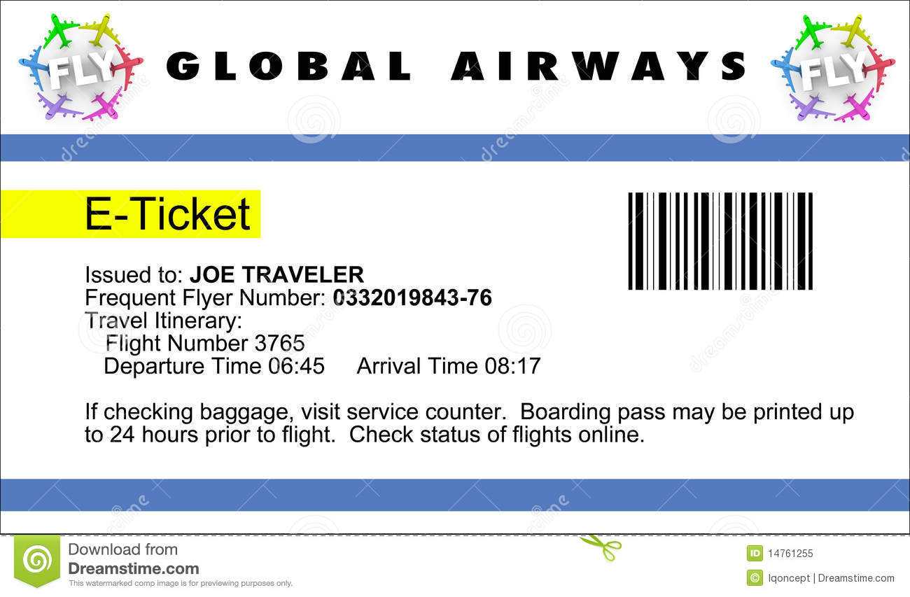 Airline E Ticket Stock Illustration. Illustration Of Travel For Plane Ticket Template Word