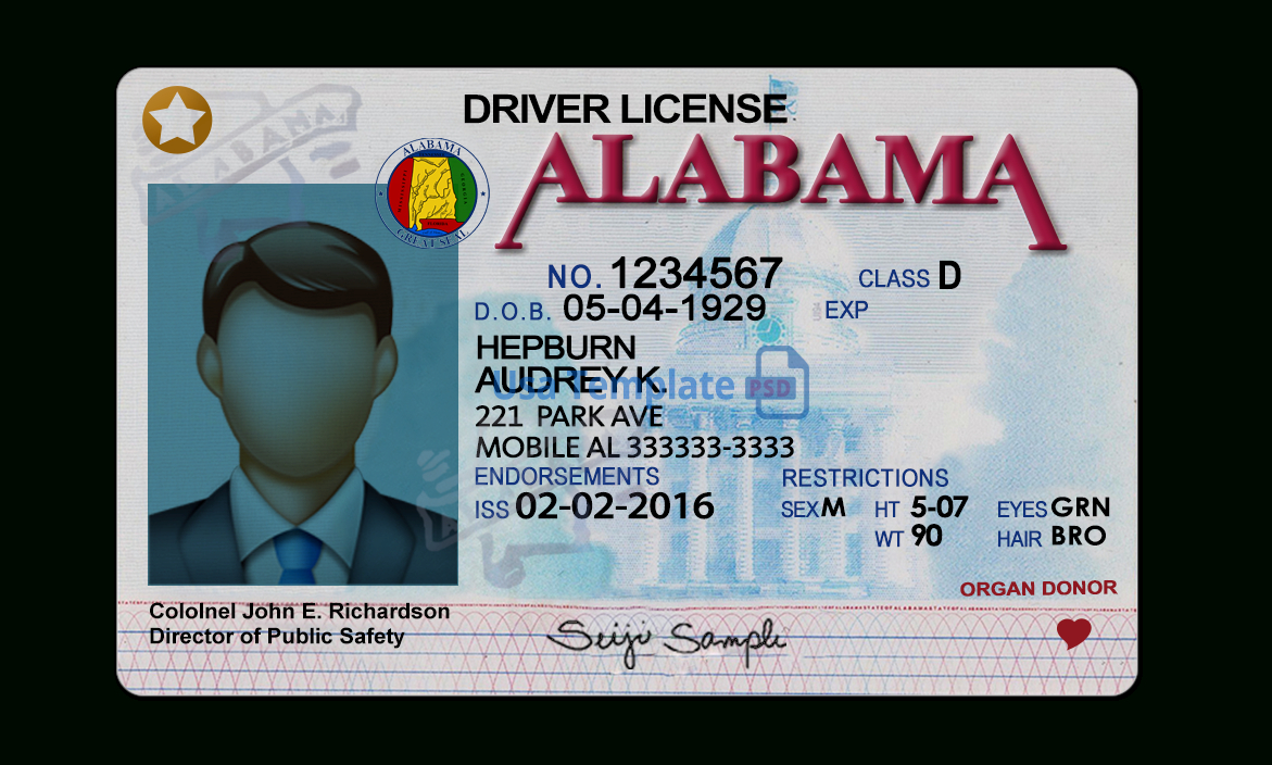 Alabama Driver License Template For Blank Drivers License Template