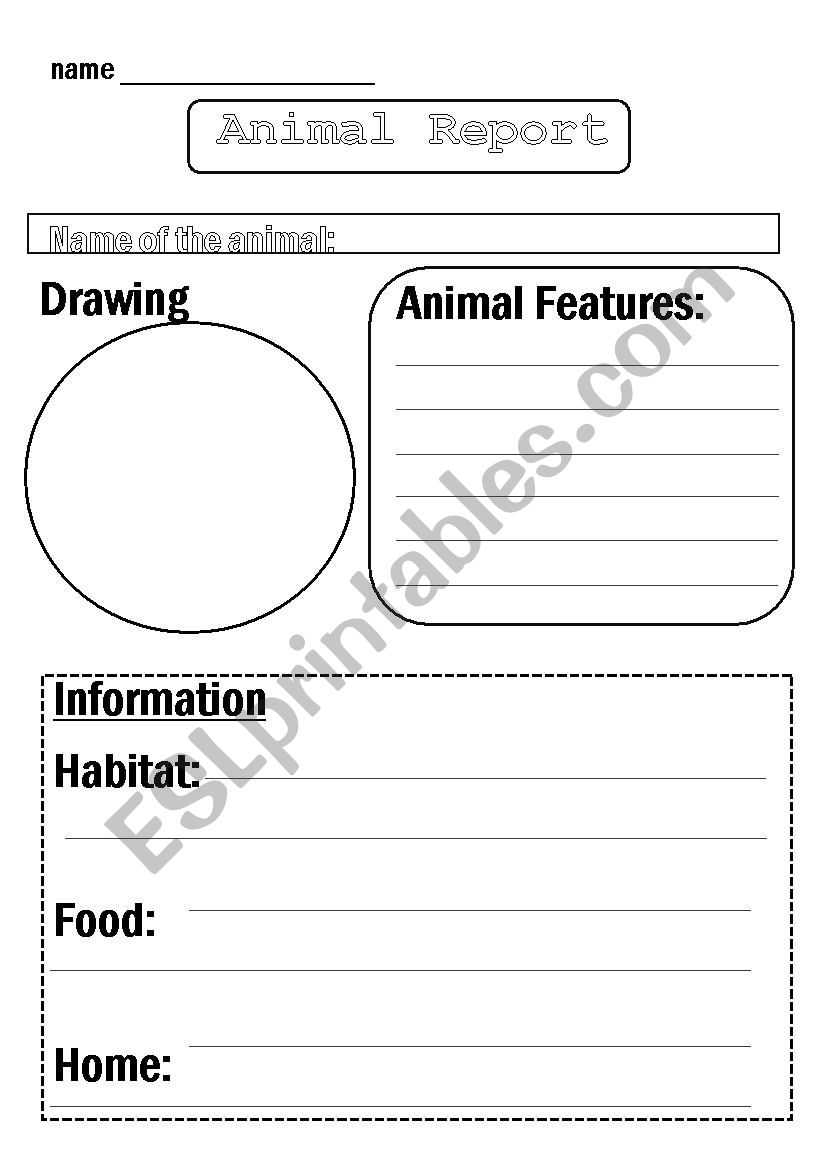 Animal Report Template - Esl Worksheetflora.m123 With Regard To Animal Report Template