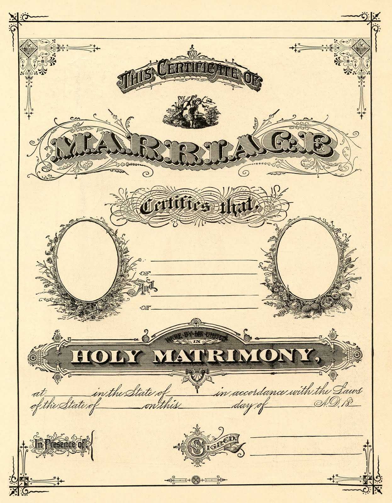 Antique Ephemera Clip Art – Printable Marriage Certificate Inside Blank Marriage Certificate Template