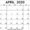 April 2020 Printable Calendar – Free Printable Calendar Pertaining To Blank Calender Template