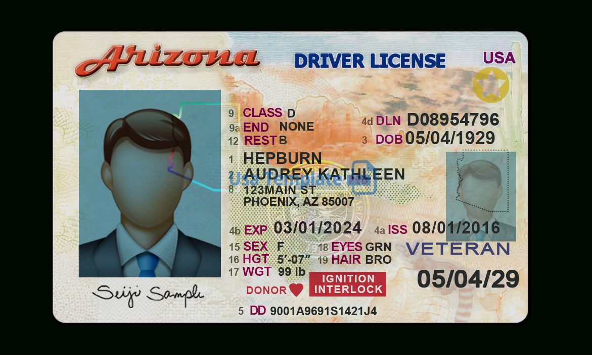 Arizona Driver License Template With Regard To Blank Drivers License Template