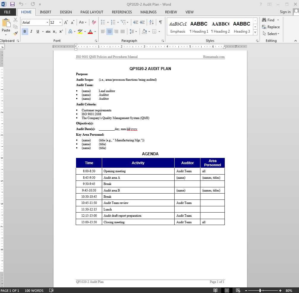 Audit Plan Template – Dalep.midnightpig.co For Gmp Audit Report Template