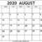 August 2020 Calendar – Free Printable Calendar With Full Page Blank Calendar Template