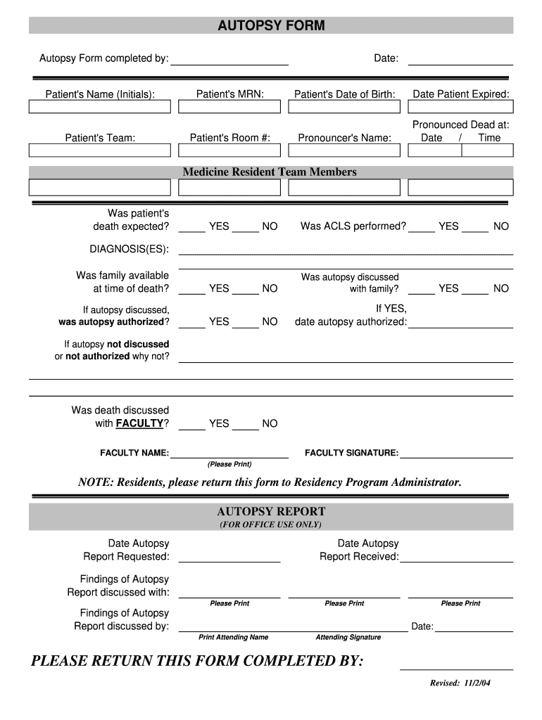 Autopsy Report Template – Fill Online, Printable, Fillable Within Coroner's Report Template