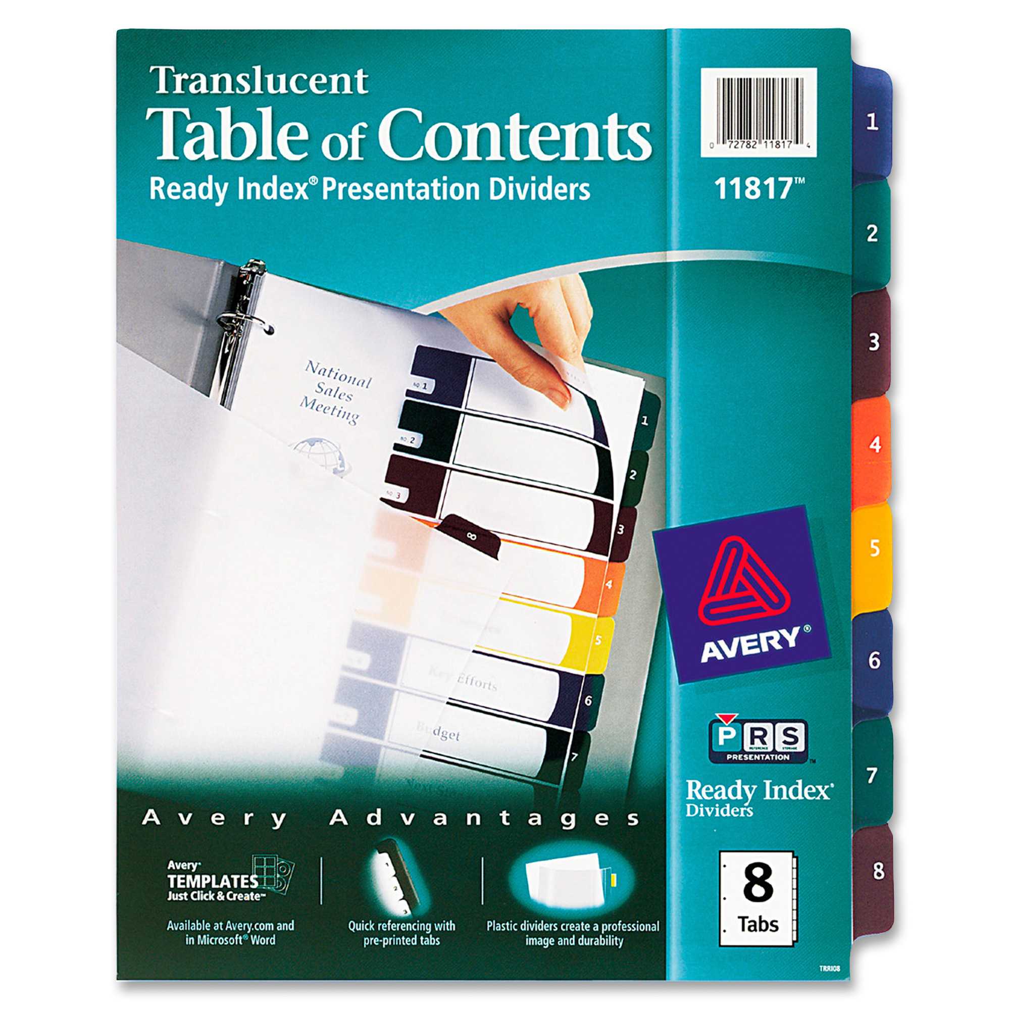 Avery® Customizable Table Of Contents Translucent Plastic Dividers, Ready  Index(R) Printable Section Titles, Preprinted 1 8 Multicolor Tabs, 1 Set Within 8 Tab Divider Template Word