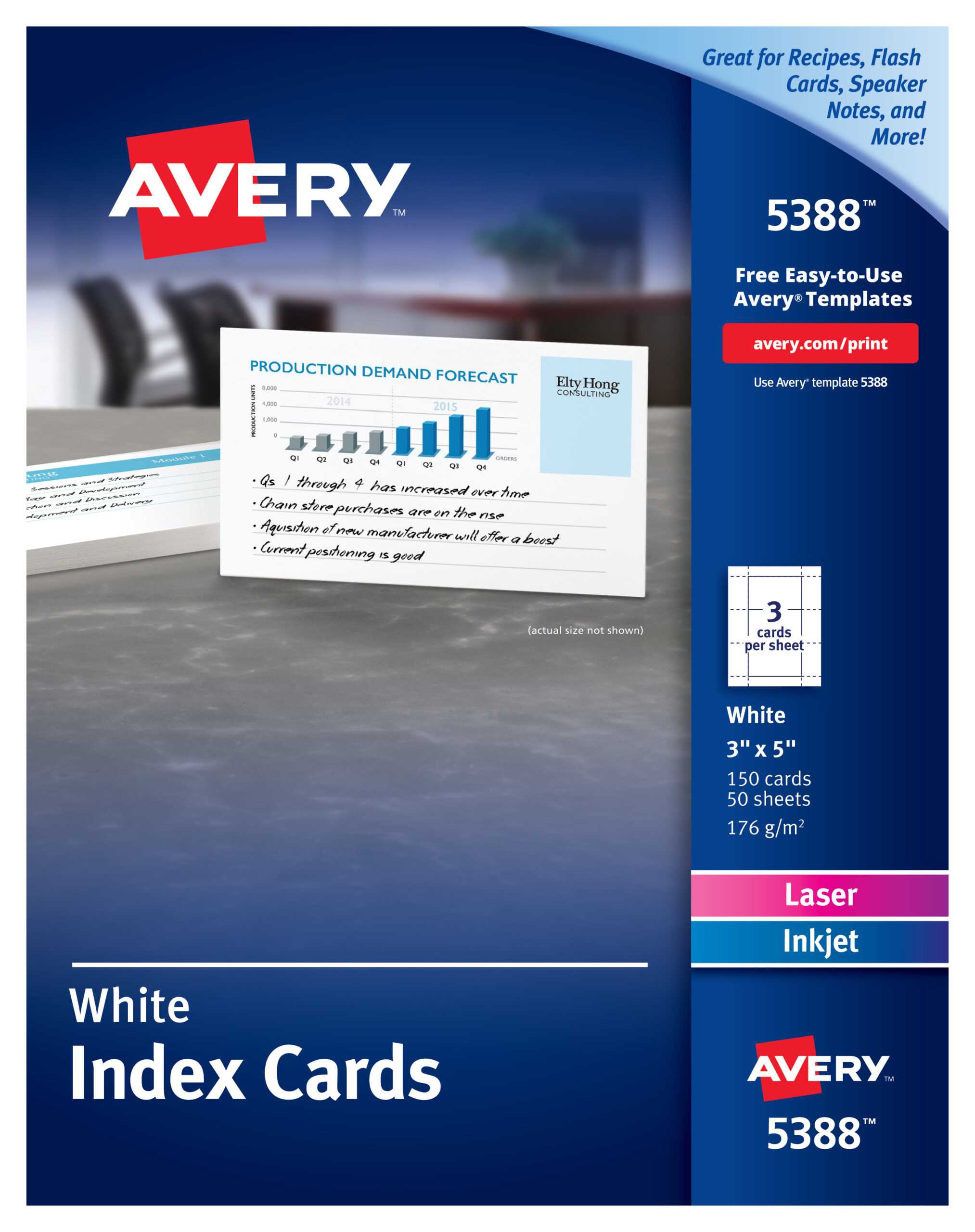 Avery Index Cards, Two Sided Printing, 3" X 5", 150 Cards (5388) –  Walmart For 3X5 Blank Index Card Template
