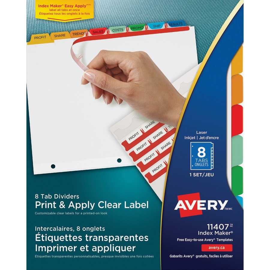 Avery® Print & Apply Clear Label Dividers, Index Maker(R Inside 8 Tab Divider Template Word