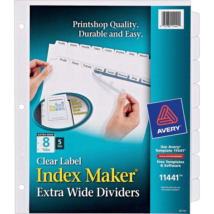 Avery® Print & Apply Clear Label Extra Wide Dividers, Index Maker(R) Easy  Apply(Tm) Printable Label Strip, 8 White Tabs, 5 Sets (11441) – 8 X With 8 Tab Divider Template Word