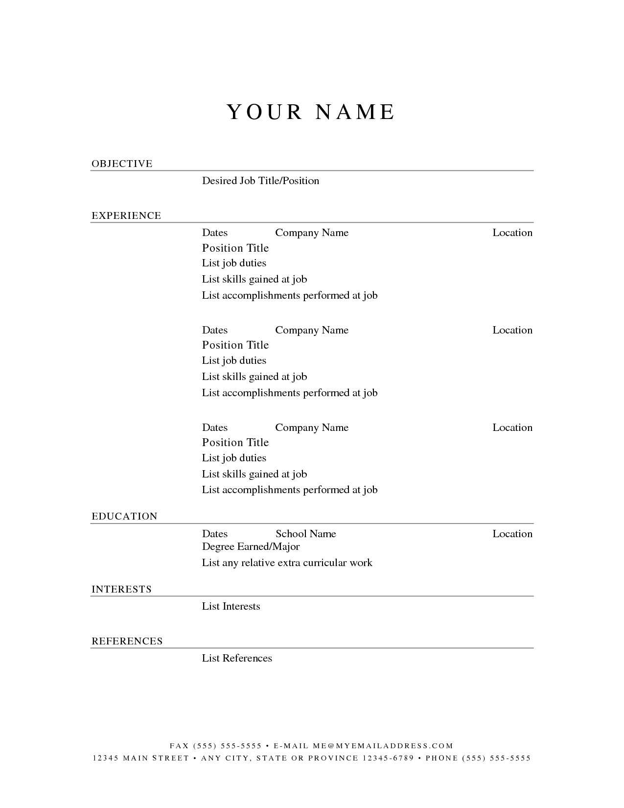 Awesome Free Basic Resume Templates Microsoft Word – Superkepo Throughout Free Basic Resume Templates Microsoft Word