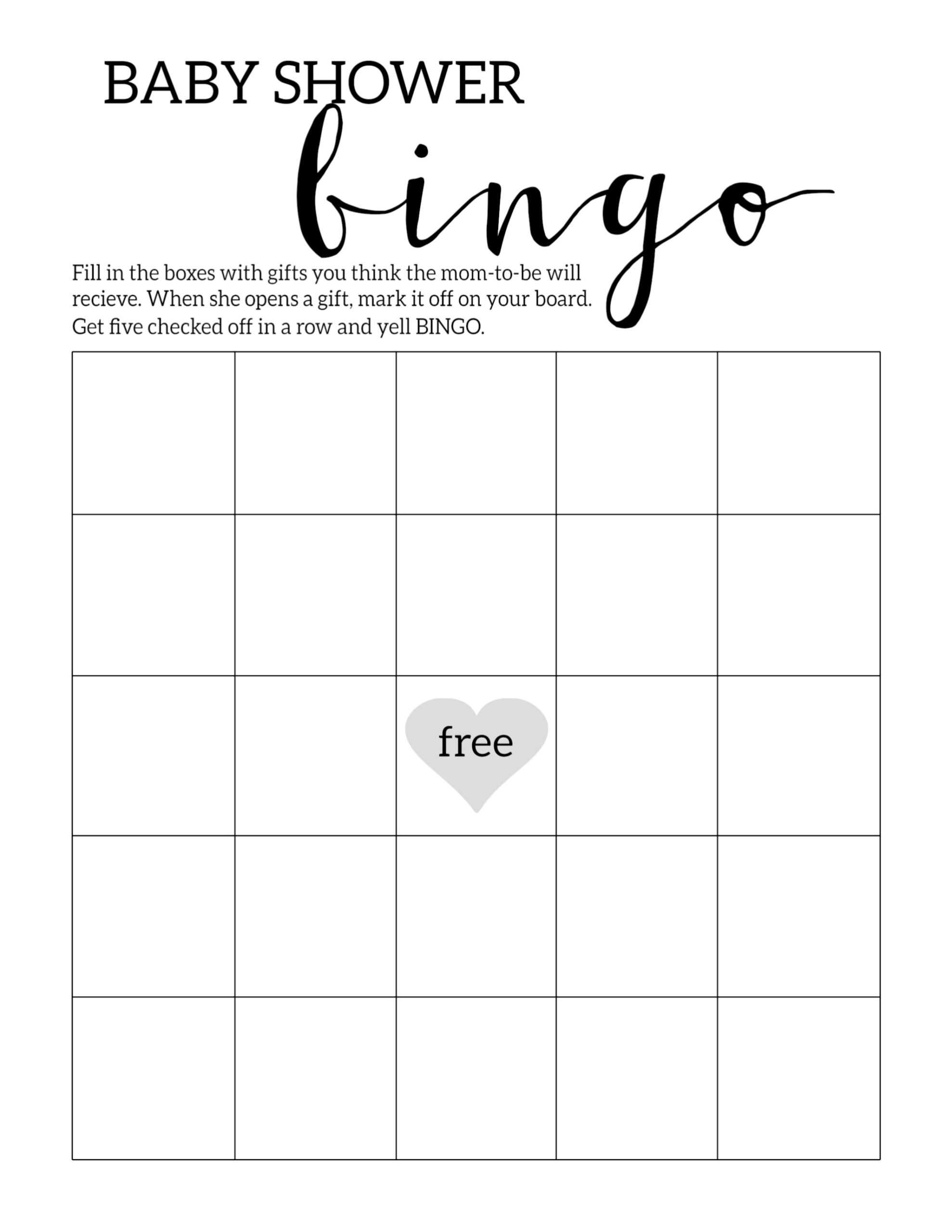 Baby Shower Bingo Printable Cards Template – Paper Trail Design With Blank Bingo Template Pdf