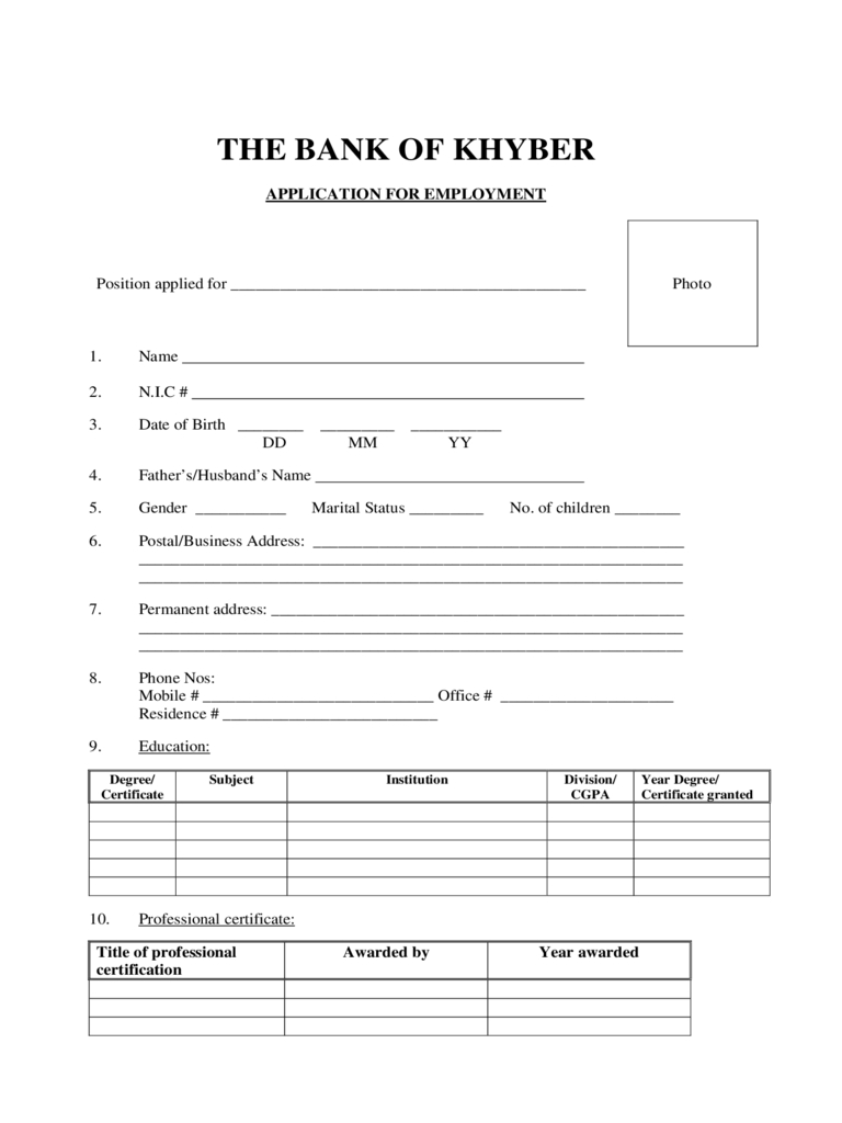 Bank Job Application Form – 5 Free Templates In Pdf, Word Regarding Job Application Template Word