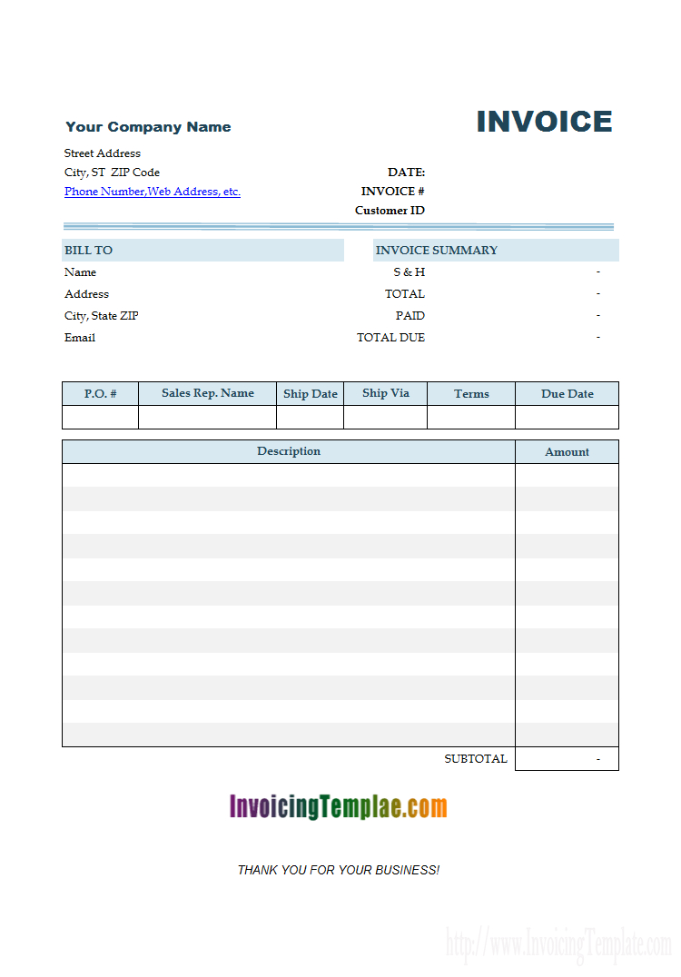 Basic Invoice Template For Mac In Free Invoice Template Word Mac