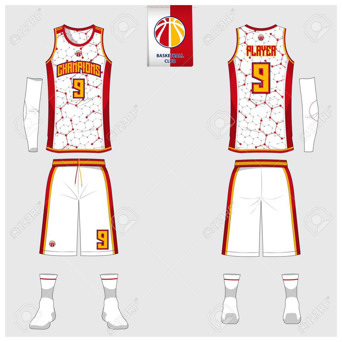 Basketball Uniform Or Sport Jersey, Shorts, Socks Template For.. Within Blank Basketball Uniform Template
