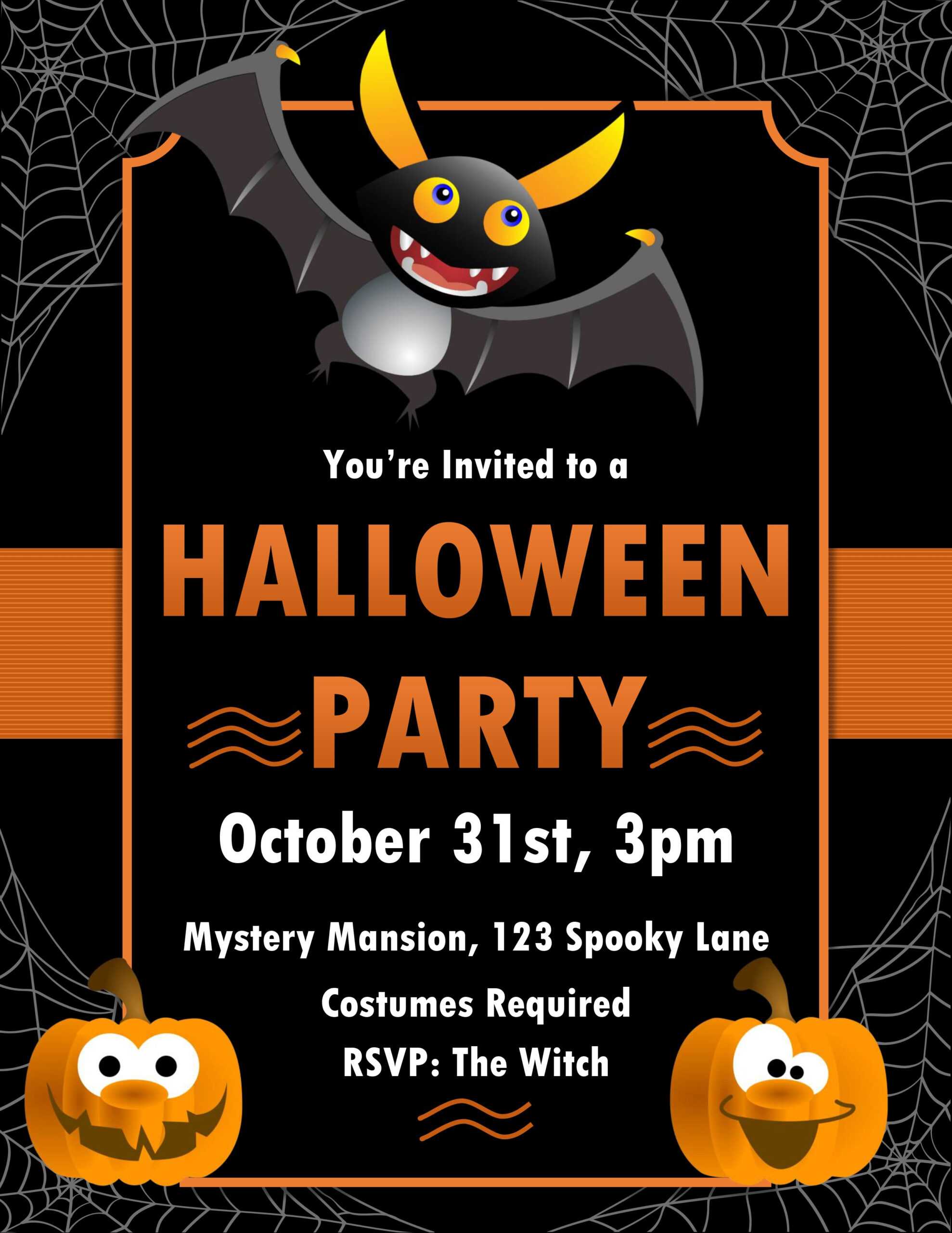 Batty Halloween Invitation With Free Halloween Templates For Word