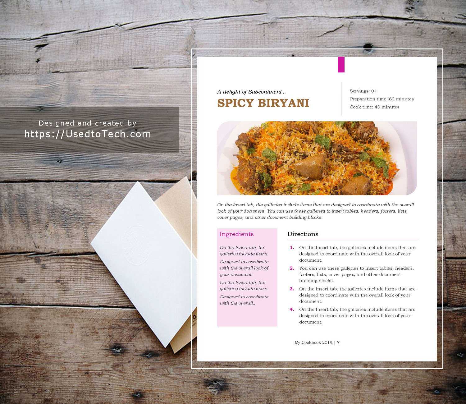 Beautiful Cookbook Design Template In Word – Used To Tech For Another Word For Template
