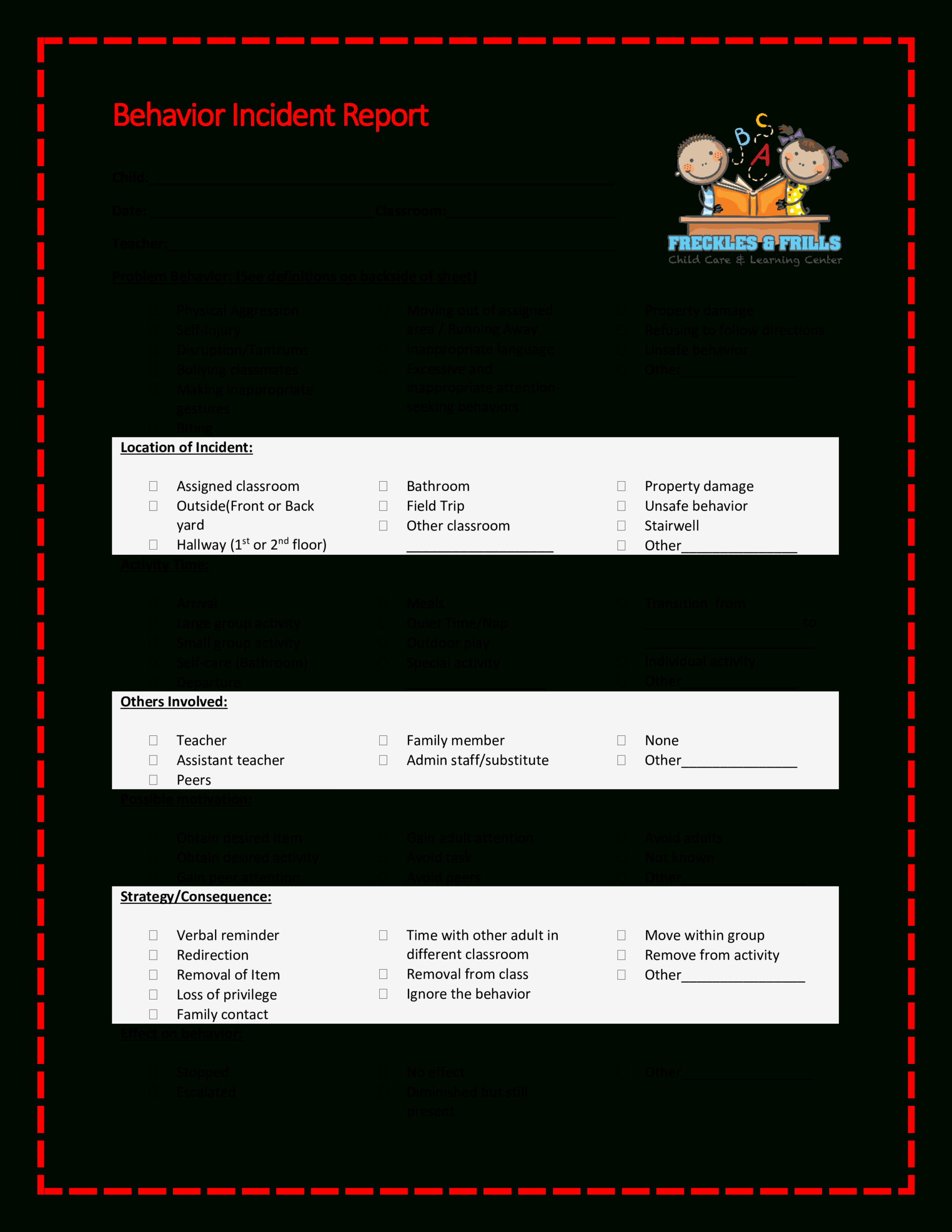 Behavior Incident Report Sample - Calep.midnightpig.co Within Behaviour Report Template