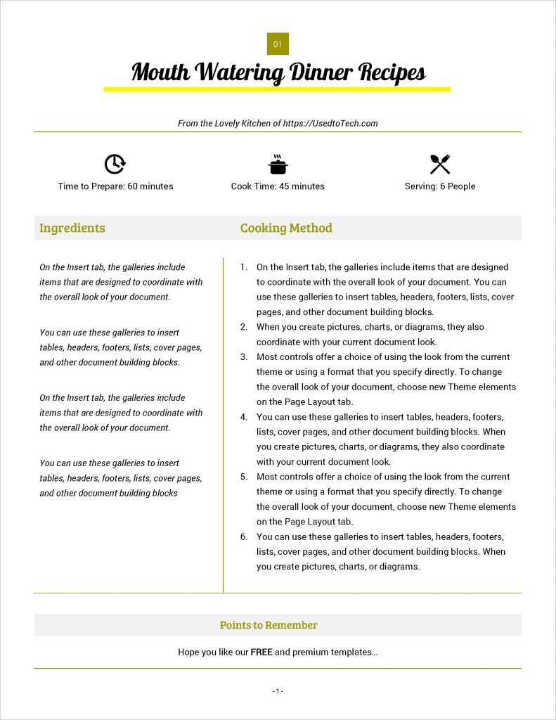 Best Looking Full Page Recipe Card In Microsoft Word – Used In Full Page Recipe Template For Word