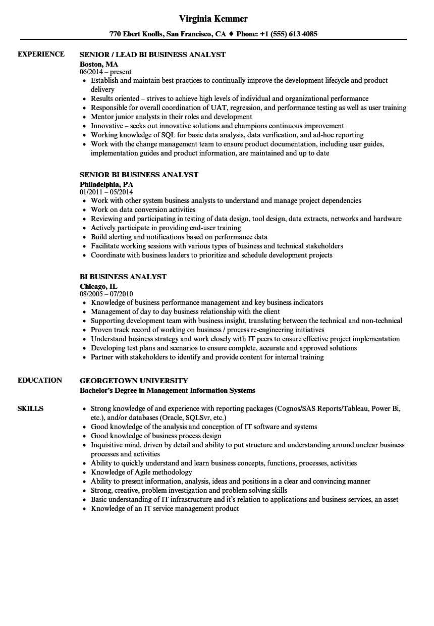 Bi Business Analyst Resume Samples | Velvet Jobs With Business Analyst Report Template
