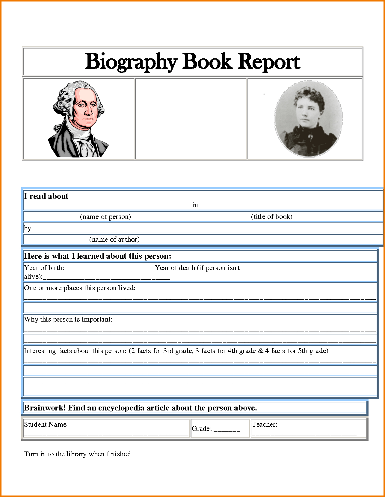 Biography Worksheet Template | Printable Worksheets And In Biography Book Report Template