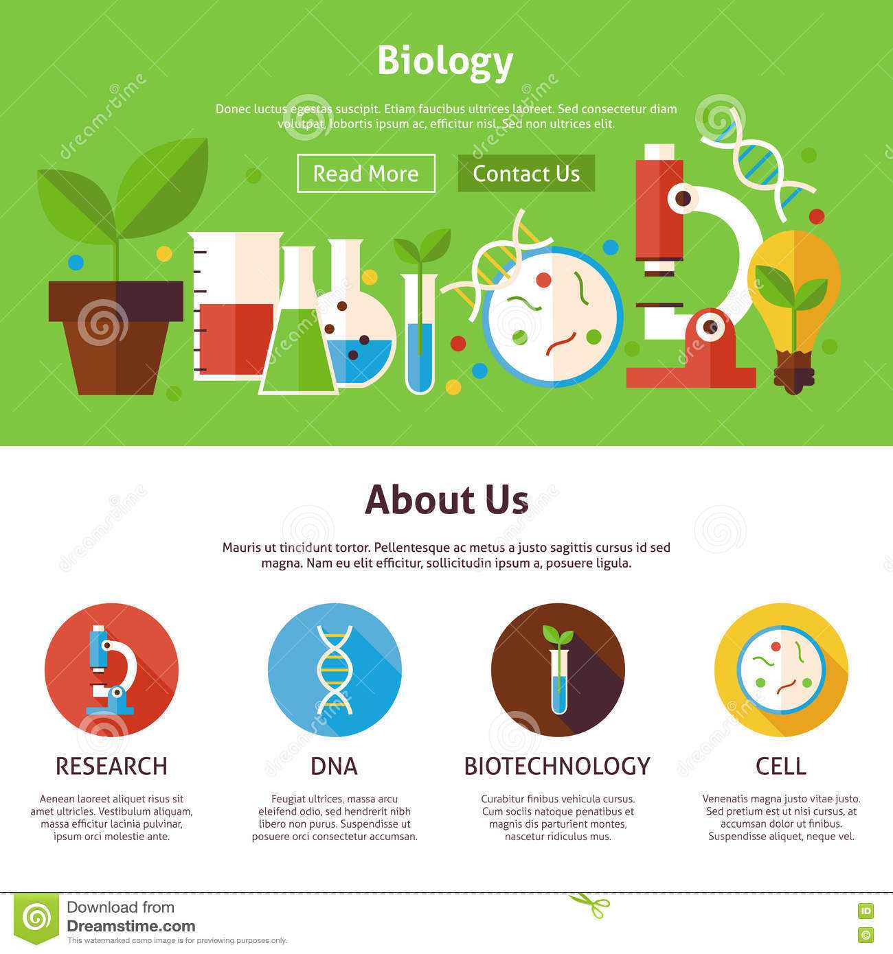 Biology Science Flat Web Design Template Stock Vector In Science Fair Banner Template